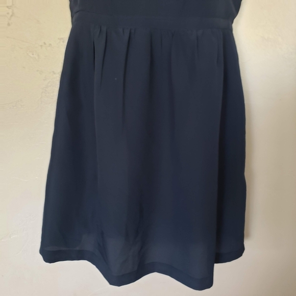 J.Crew Women's 10 Navy Blue Sleeveless Dress Spaghetti Strap V-neck Knee Length - Picture 9 of 10